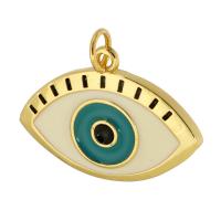 Evil Eye Hangers, Messing, Boze oog, gold plated, mode sieraden & DIY & voor vrouw & glazuur, multi-gekleurde, 23x16x2mm, Gat:Ca 3.5mm, 10pC's/Lot, Verkocht door Lot