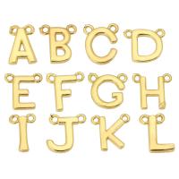 Colgantes de la joyería de cobre amarillo, metal, Carta del alfabeto, chapado en color dorado, Letras son de la A la Z & Bricolaje & para mujer, dorado, agujero:aproximado 1mm, 10PCs/Grupo, Vendido por Grupo