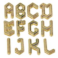 Цирконий Micro Pave латунь подвеска, Латунь, Алфавитное письмо, плакирован золотом, ювелирные изделия моды & букв, от A до Z & DIY & инкрустированное микро кубического циркония & Женский, Золотой, отверстие:Приблизительно 1mm, 10ПК/Лот, продается Лот
