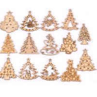 Wood Christmas Hanging Ornaments, DIY & different styles for choice, more colors for choice, 70-80mm, Approx 5PCs/Bag, Sold By Bag