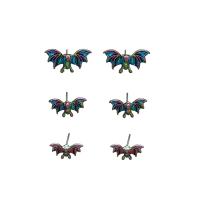 Tibetan Style Stud Earring, Bat, plated, different packing style for choice & different size for choice & for woman, multi-colored, nickel, lead & cadmium free, Sold By Pair