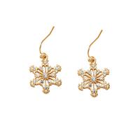 Christmas Earrings Zinc Alloy Snowflake gold color plated Christmas Design & for woman & with rhinestone golden nickel lead & cadmium free Sold By Pair