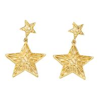 Zinc Alloy Drop Earrings Star gold color plated for woman golden nickel lead & cadmium free Sold By Pair