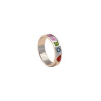 Zinc Alloy Finger Ring silver color plated Unisex & enamel silver color nickel lead & cadmium free 18.34mm Sold By PC