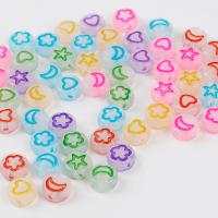 Acryl Schmuck Perlen, rund, Epoxidharzklebstoff, DIY & verschiedene Stile für Wahl & glänzend, gemischte Farben, 4x7mm, 100PCs/Tasche, verkauft von Tasche