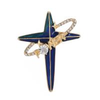 Zinc Alloy Brooches gold color plated Unisex & enamel & with rhinestone blue nickel lead & cadmium free Sold By PC