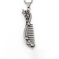 Titanium Steel Necklace, Comb, different styles for choice & for man, 18x68mm, Length:Approx 23.62 Inch, Sold By PC