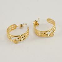 Stainless Steel Stud Earrings 304 Stainless Steel 18K gold plated fashion jewelry & for woman golden 23mm Sold By Pair