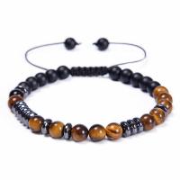 Gemstone Bracelets, with Polyester Cord, Round, handmade, fashion jewelry & Unisex & adjustable & different styles for choice, more colors for choice, 6mm, Length:6.6-11.8 Inch, Sold By PC