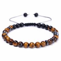 Gemstone Bracelets, with Polyester Cord, Round, handmade, fashion jewelry & Unisex & adjustable, more colors for choice, 6mm, Length:6.6-11.8 Inch, Sold By PC