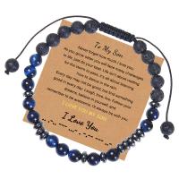 Gemstone Bracelets, with Polyester Cord, Round, handmade, fashion jewelry & Unisex & adjustable & different styles for choice, black, 6mm, Length:6.6-11.8 Inch, Sold By PC