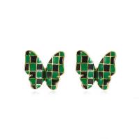 Tibetan Style Stud Earring, Butterfly, gold color plated, fashion jewelry & for woman & enamel, more colors for choice, nickel, lead & cadmium free, 17mm, Sold By Pair