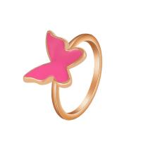 Brass Finger Ring, Butterfly, KC gold color plated, fashion jewelry & for woman & enamel, more colors for choice, nickel, lead & cadmium free, 17mm, Sold By PC