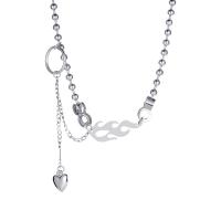 Zinc Alloy Jewelry Necklace Fire silver color plated fashion jewelry & Unisex silver color nickel lead & cadmium free Length 43 cm Sold By PC