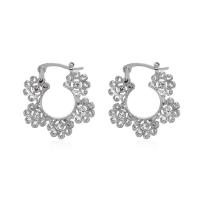 Zinc Alloy Drop Earrings Flower plated fashion jewelry & for woman & with rhinestone nickel lead & cadmium free 25mm Sold By Pair