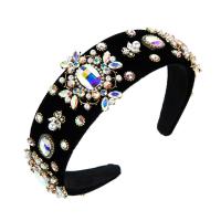 Hair Bands Cloth with Glass Rhinestone & Czech Rhinestone Geometrical Pattern Baroque style & for woman Sold By PC