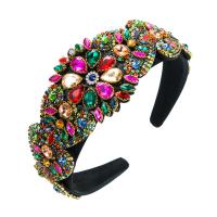 Hair Bands, Cloth, with Glass Rhinestone, Flower, Baroque style & for woman, more colors for choice, 150x120mm, Sold By PC