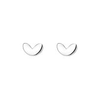 925 Sterling Silver Stud Earrings, Heart, for woman, silver color, 4x3mm, Sold By Pair