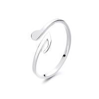 925 prata esterlina Cuff Ring Finger, nota musical, Ajustável & para mulher, prateado, 4x3mm, vendido por PC