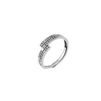 925 Sterling Silver Finger Rings, Adjustable & with letter pattern & for woman, silver color, Sold By PC