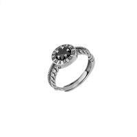 Cubic Zirconia Micro Pave 925 Sterling Silver Rings Adjustable & Unisex & micro pave cubic zirconia & enamel silver color Sold By PC