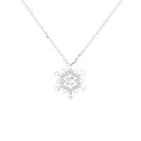 Cubic Zircon Micro Pave 925 Sterling Silver Necklace with 1.96 inch extender chain Snowflake micro pave cubic zirconia & for woman silver-grey Length Approx 15.73 Inch Sold By PC