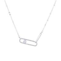 925 Sterling Silver Necklaces, with 1.96 inch extender chain, plated, for woman & with rhinestone, more colors for choice, Length:Approx 15.73 Inch, Sold By PC
