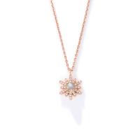 Cubic Zircon Micro Pave 925 Sterling Silver Necklace, with 1.96 inch extender chain, rose gold color plated, micro pave cubic zirconia & for woman, Length:Approx 15.75 Inch, Sold By PC