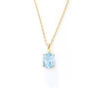 925 Sterling Silver Necklaces, with Topaze, with 1.96 inch extender chain, gold color plated, for woman, skyblue, Sold By PC