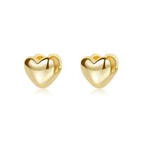 925 Sterling Silver Stud Earrings, Heart, gold color plated, for woman, more colors for choice, 10.50x11mm, Sold By Pair