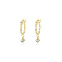 Cubic Zirconia Micro Pave Sterling Silver Earring 925 Sterling Silver gold color plated micro pave cubic zirconia & for woman 16.50mm Inner Approx 10mm Sold By Pair