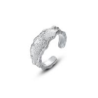 Sterling Silver Jewelry Finger Ring, 925 argento sterlina, placcato color platino, Regolabile & per la donna & martellato, 20.50mm, Venduto da PC
