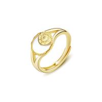 925 Sterling Silver Finger Rings, with Shell, gold color plated, Adjustable & for woman, 20mm, Sold By PC