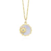 Cubic Zircon Micro Pave 925 Sterling Silver Necklace with White Shell with 1.96 inch extender chain gold color plated micro pave cubic zirconia & for woman Length Approx 15.75 Inch Sold By PC