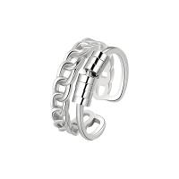 Messing Manchet Finger Ring, platinum plated, Verstelbare & voor vrouw, Maat:15.5, Verkocht door PC
