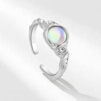 Brass Cuff Finger Ring, with Sea Opal, platinum color plated, Adjustable & for woman, US Ring Size:14, Sold By PC
