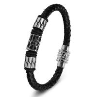 PU Leather Bracelet, with 304 Stainless Steel, different size for choice & for man, more colors for choice, Length:Approx 8.46 Inch, Sold By PC
