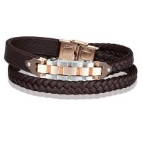 PU Leather Bracelet with 304 Stainless Steel Vacuum Ion Plating dyed & for man Length Approx 8.46 Inch Sold By PC
