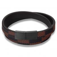 PU Leather Bracelet with 304 Stainless Steel Vacuum Ion Plating dyed & for man Length Approx 15.74 Inch Sold By PC