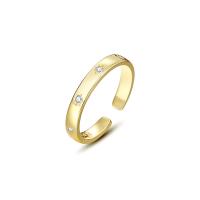 Cubic Zirconia micr3ofono pavimenta anillos de plata esterlina, plata de ley 925, chapado en color dorado, Ajustable & micro arcilla de zirconia cúbica & para mujer, 18.50mm, Vendido por UD