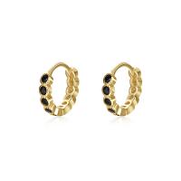 Zircon cubique Micro Pave d'oreille en argent sterling, argent sterling 925, Placage de couleur d'or, pavé de micro zircon & pour femme, 11.70mm, Vendu par paire