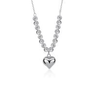 Cubic Zircon Micro Pave 925 Sterling Silver Necklace, with 1.96 inch extender chain, Heart, platinum color plated, micro pave cubic zirconia & for woman, Length:Approx 15.75 Inch, Sold By PC