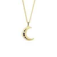 Cubic Zircon Micro Pave 925 Sterling Silver Necklace with 1.96 inch extender chain Moon plated micro pave cubic zirconia & for woman Length Approx 15.75 Inch Sold By PC