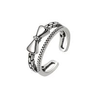 Messing Manchet Finger Ring, witte rhodium plated, Verstelbare & voor vrouw, Verkocht door PC