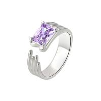 Messing Manchet Finger Ring, platinum plated, Verstelbare & voor vrouw, Verkocht door PC