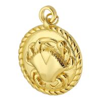 Brass Jewelry Pendants Round gold color plated fashion jewelry & DIY & for woman golden Approx 4mm Sold By Lot