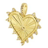 Cubic Zirconia Micro Pave Brass Pendant, Heart, gold color plated, fashion jewelry & DIY & micro pave cubic zirconia & for woman, golden, 27x34x4mm, Hole:Approx 3mm, 10PCs/Lot, Sold By Lot