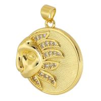 Cubic Zirconia Micro Pave Brass Pendant, gold color plated, fashion jewelry & DIY & micro pave cubic zirconia & for woman, golden, 22x25x5mm, Hole:Approx 3.5mm, 10PCs/Lot, Sold By Lot