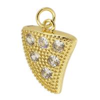 Cubic Zirconia Micro Pave Brass Pendant, gold color plated, fashion jewelry & DIY & micro pave cubic zirconia & for woman, golden, 14x18x4mm, Hole:Approx 3mm, 10PCs/Lot, Sold By Lot