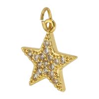 Cubic Zirconia Micro Pave Brass Pendant Star gold color plated fashion jewelry & DIY & micro pave cubic zirconia & for woman golden Approx 3mm Sold By Lot